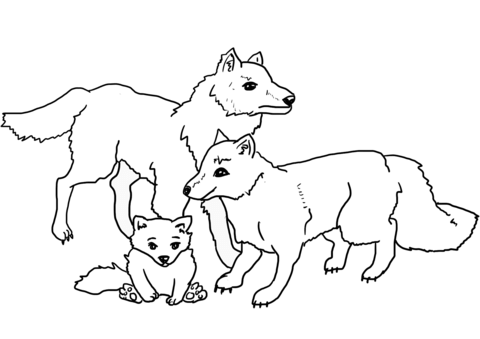 Wolves Family Coloring Page